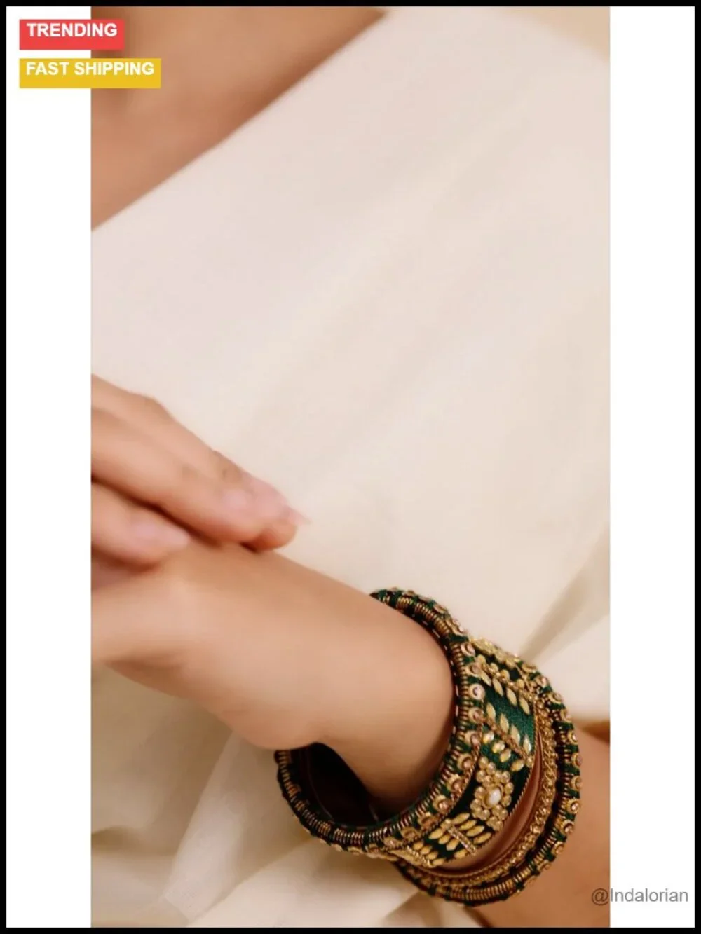 Silk Thread Faux Stone Studded Bridal Bangle Set Traditional Wedding Jewelry